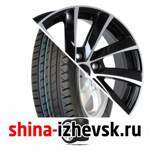 Колесо в сборе Viatti Strada (V-130) 205/55 R16 V 91 + СКАД KL-273 Skoda Oktavia 6.5xR16 5×112 ET46 DIA57.1 Черный глянцевый с полированной лицевой поверхностью в Ижевске